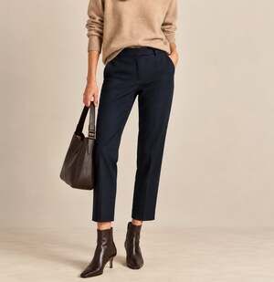 NWT Nili Lotan 6 Navy Virgin Wool Tel Aviv Pants $495 Straight Leg Cropped Blue